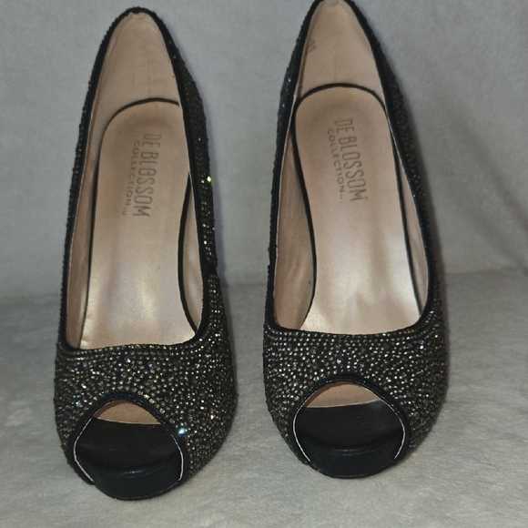 De Blossom Sz 8 Peep Toe 5" Stiletto RHINESTONE NYE/XMAS STUNNERS! SHOWSTOPPERS - Picture 5 of 11